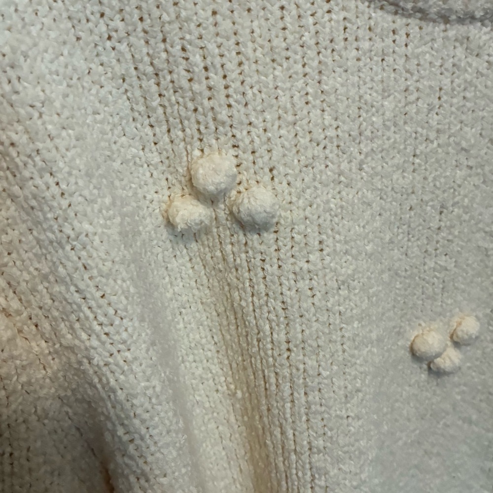 MADEWELL Dotted Bobble Antique Cream Cottage Core Pullover Sweater | size Small - Picture 3 of 11
